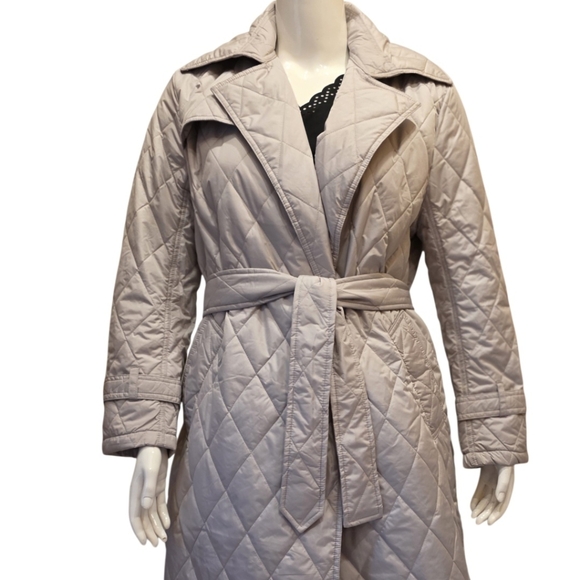 Rebecca Minkoff Quilted Trench Coat in Stone NWT Size Large - Picture 4 of 16
